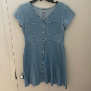 Vintage Denim Dress Raw Hem